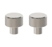 GoodHome Irus Satin Grey Steel Nickel Effect Round Furniture Knob (Dia)25mm, Pack Of 2