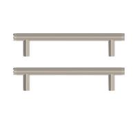 GoodHome Irus Satin Nickel Effect Grey Any Room T-Shaped Pull Handle (L)16.8Cm (D)35mm, Pack Of 2