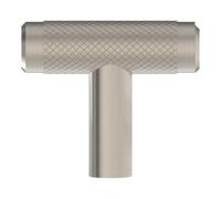 GoodHome Irus Satin Steel Nickel Effect T-Shaped Furniture Knob (Dia)40mm, Pack Of 2