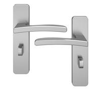 GoodHome Irvil Brushed Nickel Effect Round Lock Door Handle (L)126.5mm (D)58mm, Pair