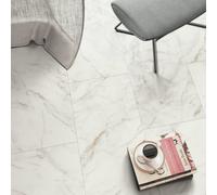 GoodHome Italo Ceramin White Deeply Textured Marble Effect Textured Click Vinyl Tile, 2.4M²