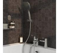 GoodHome Kentia Gloss Chrome Effect Deck-Mounted Bath Mixer Tap With Shower Kit