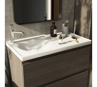 GoodHome Kentia Matt White Rectangular Vanity Basin (W)80.6Cm
