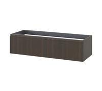 GoodHome Kentia Ribbed Effect Walnut Veneer Wall-Mounted Bathroom Cabinet (H) 300mm (W) 1200mm