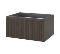 GoodHome Kentia Ribbed Effect Walnut Veneer Wall-Mounted Bathroom Cabinet (H) 300mm (W) 600mm