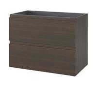 GoodHome Kentia Walnut Veneer Wall-Mounted Bathroom Cabinet (H) 600mm (W) 800mm
