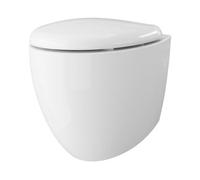 GoodHome Kentia White Rimless Wall Hung Round Toilet Pan With Soft Close Seat
