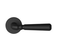 GoodHome Kilhog Black Straight Lever On Rose Door Handle (L)130mm, Pair