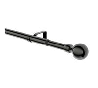 GoodHome Kimlos Gloss Black Nickel Effect Extendable Ball Single Curtain Pole Set, (L)2000mm-3300mm (Dia)28mm