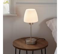 GoodHome Kluan Conical Brushed Satin White Nickel Effect Table Light