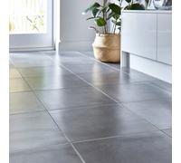 GoodHome Konkrete Anthracite Matt Concrete Effect Porcelain Indoor Wall & Floor Tile, Pack Of 4, (L)616mm (W)616mm