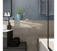 GoodHome Konkrete Anthracite Matt Structured Concrete Effect Embossed Ceramic Indoor Wall Tile, Pack Of 12, (L)600mm (W)200mm