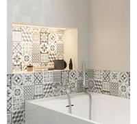 GoodHome Konkrete Black & White Matt Concrete Effect Ceramic Indoor Wall Tile, Pack Of 12, (L)600mm (W)200mm