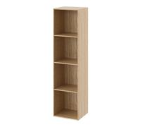 GoodHome Konnect Oak Effect 4 Shelf Cube Bookcase, (H)1380mm (W)354mm