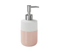 GoodHome Koros Gloss & Matt White & Blush Pink Ceramic Freestanding Soap Dispenser