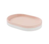GoodHome Koros Gloss & Matt White & Blush Pink Ceramic Soap Dish