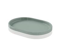 GoodHome Koros Gloss & Matt White & Sage Grey Ceramic Soap Dish