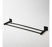 GoodHome Koros Matt Black Steel Double Towel Rail (W)62.3Cm
