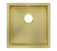 GoodHome Koseret Brushed Brass Stainless Steel 1 Bowl Kitchen Sink 430mm X 450mm