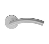 GoodHome Lagow Brushed Grey Nickel Effect Stainless Steel Curved Lever On Rose Door Handle (L)132mm, Pair