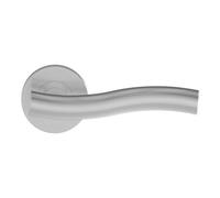 GoodHome Lalin Brushed Grey Nickel Effect Stainless Steel Scroll Lever On Rose Door Handle (L)130mm, Pair