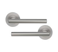 GoodHome Lantic Brushed Grey Nickel Effect Stainless Steel Straight Door Handle (L)132mm, Pair