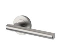 GoodHome Lantic Brushed Grey Nickel Effect Straight Door Handle (L)132mm, Pair