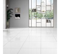 GoodHome Latinie White Gloss Stone Effect Porcelain Indoor & Outdoor Wall & Floor Tile, Pack Of 3, (L)600mm (W)600mm