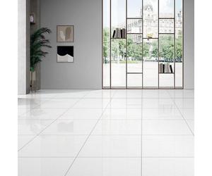 GoodHome Latinie White Gloss Stone Effect Porcelain Indoor & Outdoor Wall & Floor Tile, Pack Of 3, (L)600mm (W)600mm