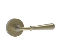 GoodHome Leba Brushed Grey Antique Brass Effect Aluminium & Zamak Straight Door Handle (L)117mm, Pair