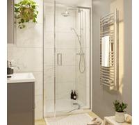 GoodHome Ledava Chrome Effect Clear Glass Half Open Pivot Shower Door (H)195Cm (W)100Cm
