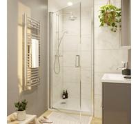 GoodHome Ledava Chrome Effect Clear Glass Pivot Shower Door (H)195Cm (W)90Cm