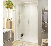 GoodHome Ledava Chrome Effect Clear Glass Sliding Shower Door (H)195Cm (W)140Cm