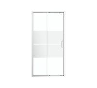 GoodHome Ledava Chrome Effect Clear Glass Striped Sliding Shower Door (H)195Cm (W)120Cm