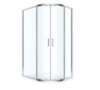 GoodHome Ledava Chrome Effect Clear Left-Handed Offset Quadrant Shower Enclosure & Tray - Corner Entry Double Sliding Door (H)195Cm (W)90Cm (D)120Cm