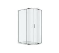 GoodHome Ledava Chrome Effect Clear Left-Handed Offset Quadrant Shower Enclosure & Tray - Corner Entry Double Sliding Door (H)195Cm (W)80Cm (D)100Cm