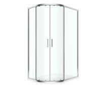 GoodHome Ledava Chrome Effect Clear Right-Handed Offset Quadrant Shower Enclosure & Tray - Corner Entry Double Sliding Door (H)195Cm (W)90Cm (D)100Cm