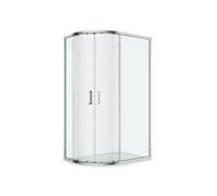 GoodHome Ledava Chrome Effect Clear Right-Handed Offset Quadrant Shower Enclosure & Tray - Corner Entry Double Sliding Door (H)195Cm (W)80Cm (D)120Cm