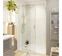 GoodHome Ledava Chrome Effect Clear Sliding Shower Door - Mobility Friendly (H)195Cm (W)120Cm