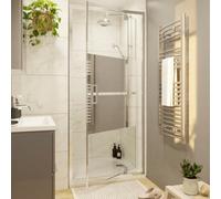 GoodHome Ledava Chrome Effect Mirror Strip Half Open Pivot Shower Door (H)195Cm (W)90Cm