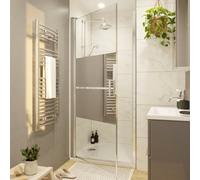 GoodHome Ledava Chrome Effect Mirror Strip Pivot Shower Door (H)195Cm (W)80Cm