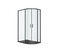 GoodHome Ledava Clear Left-Handed Offset Quadrant Shower Enclosure & Tray - Corner Entry Double Sliding Door (H)195Cm (W)80Cm (D)100Cm