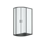 GoodHome Ledava Clear Right-Handed Offset Quadrant Shower Enclosure & Tray - Corner Entry Double Sliding Door (H)195Cm (W)80Cm (D)100Cm