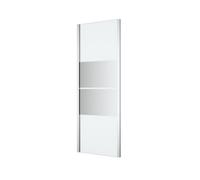 GoodHome Ledava Framed Chrome Effect Mirror Striped Pattern Fixed Corner Side 0 Panel Side Panel (H)195Cm (W)70Cm