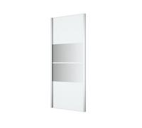 GoodHome Ledava Framed Chrome Effect Mirror Striped Pattern Fixed Corner Side 0 Panel Side Panel (H)195Cm (W)80Cm