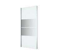GoodHome Ledava Framed Chrome Effect Mirror Striped Pattern Fixed Corner Side 0 Panel Side Panel (H)195Cm (W)90Cm