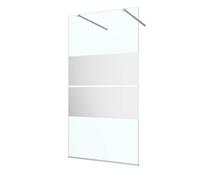 GoodHome Ledava Framed Chrome Mirror Fixed Walk-In Front Walk-In Shower Panel (H)195Cm (W)140Cm