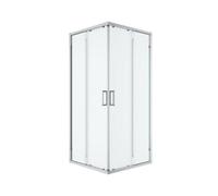 GoodHome Ledava Framed Clear Glass Chrome Effect Square Shower Enclosure - Corner Entry Double Sliding Door (W)90Cm (D)90Cm