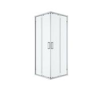 GoodHome Ledava Framed Clear Glass Chrome Effect Square Shower Enclosure - Corner Entry Double Sliding Door (W)80Cm (D)80Cm