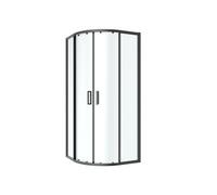 GoodHome Ledava Framed Clear Glass Quadrant Shower Enclosure - Corner Entry Double Sliding Door (W)80Cm (D)80Cm